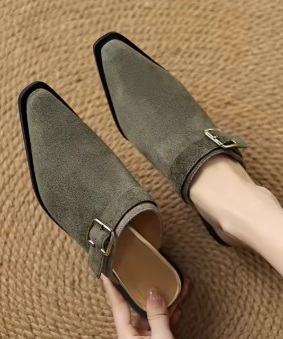 נעלי עקב גבוה כפכפים זמש – תמונה 3